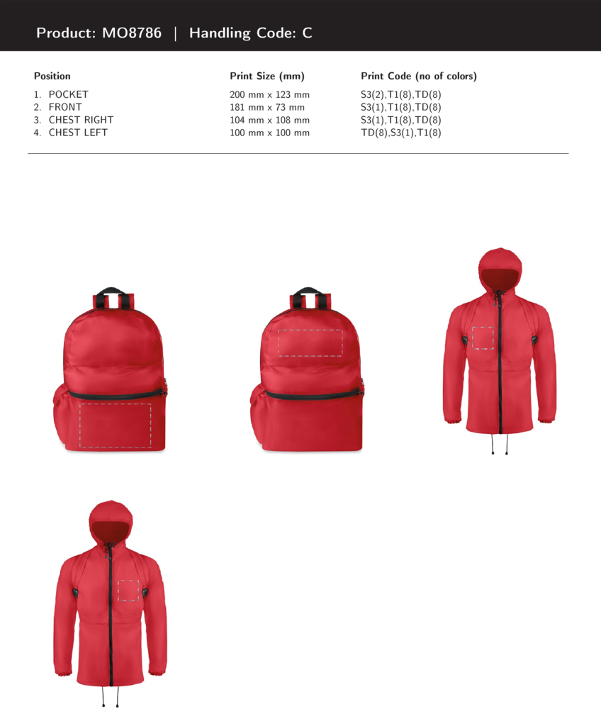 Płaszcz przeciwdeszczowy z plecakiem - SURPRISE BAG (MO8786-08)