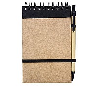 Notes eco 90x140/70k gładki z długopisem, czarny/beżowy  (R73795.02)