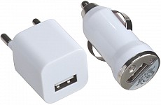 Zestaw - ładowarka samochodowa USB i wtyczka - czarny - (GM-38746-03)