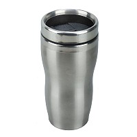 Kubek izotermiczny Sudbury 380 ml, srebrny/czarny  (R08393)