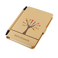 Notes 80x140/50k gładki Tree z długopisem, brązowy  (R73797)