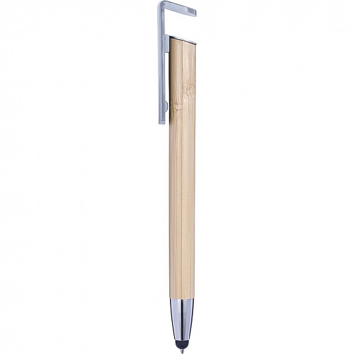 Bambusowy długopis, touch pen, stojak na telefon (V1929-32)