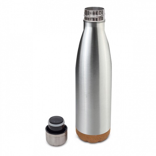 Butelka próżniowa z korkowym spodem Jowi 500 ml, srebrny (R08445.01)