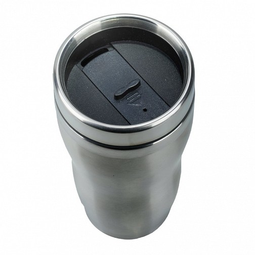 Kubek izotermiczny Sudbury 380 ml, srebrny/czarny  (R08393)