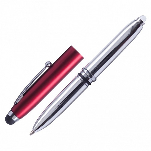 Długopis – latarka LED Pen Light, czerwony/srebrny  (R35650.08)