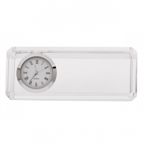 Kryształowy przycisk do papieru z zegarem Cristalino, transparentny  (R22186.00)