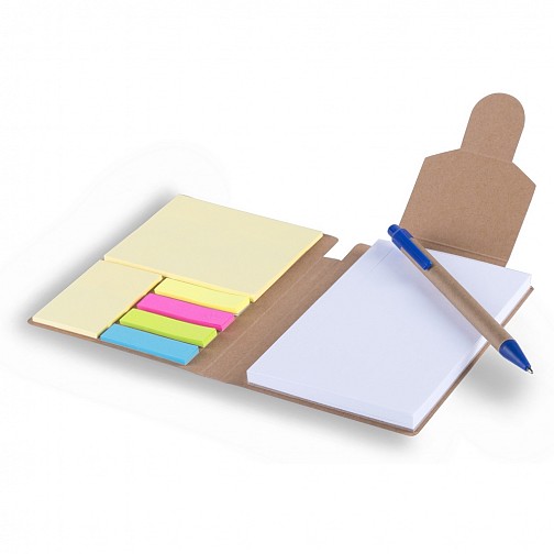Zestaw do notatek, notatnik A6 (puste kartki), karteczki samoprzylepne, długopis (V2842-04)