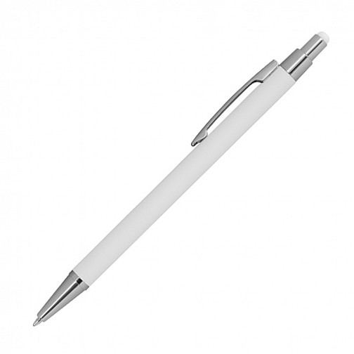 Długopis metalowy, gumowany - biały - (GM-10964-06)