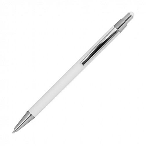 Długopis metalowy, gumowany - biały - (GM-10964-06)