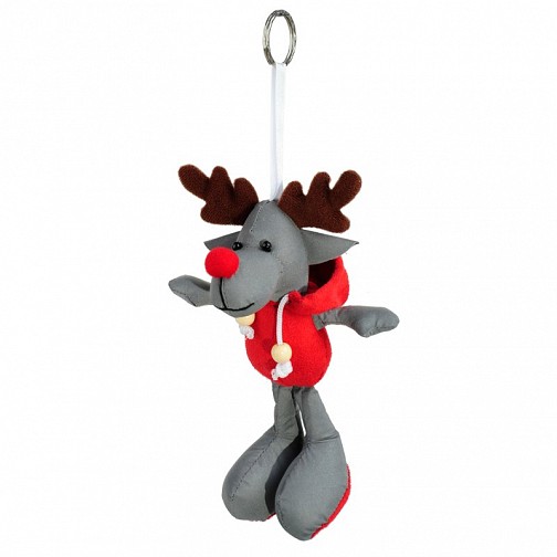 Brelok odblaskowy Reindeer, szary/czerwony  (R73839)
