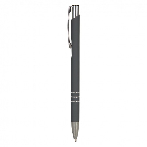 Długopis z gumowanym wykończeniem, grawer ukazuje lustrzaną powierzchnię (V1638-19)