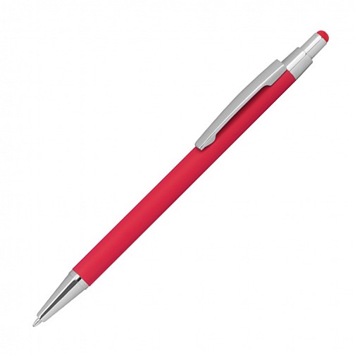 Długopis metalowy, gumowany - czerwony - (GM-10964-05)