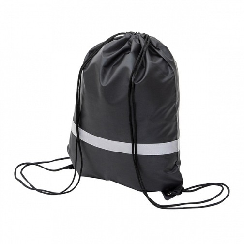 Plecak promocyjny z taśmą odblaskową, czarny  (R08696.02)