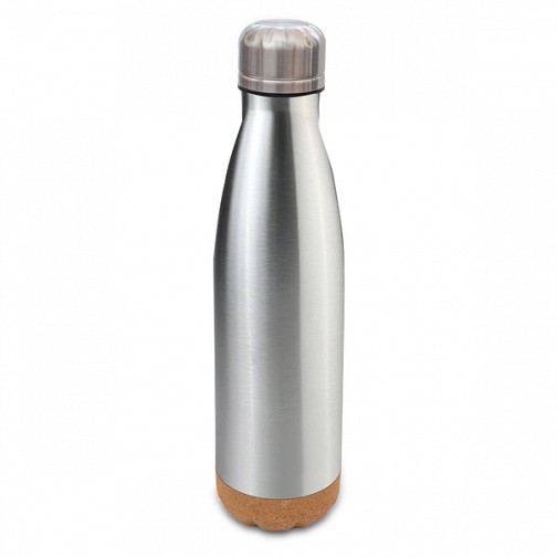 Butelka próżniowa z korkowym spodem Jowi 500 ml, srebrny (R08445.01)