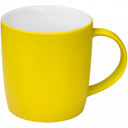 Kubek ceramiczny - gumowany - żółty - (GM-80654-08)