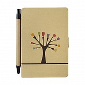 Notes 80x140/50k gładki Tree z długopisem, brązowy, beżowy  (R73797.13)