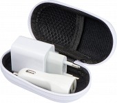 Zestaw ładowarka samochodowa i wtyczka ładująca USB i USB typu C - biały - (GM-32516-06)