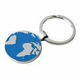 Brelok metalowy Globe, srebrny/niebieski  (R73219)