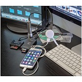 Rozgałęźnik USB ze światełkiem - biały - (GM-20657-06)