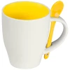 Kubek ceramiczny z łyżeczką 250 ml - żółty - (GM-85095-08)
