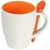 Kubek ceramiczny z łyżeczką 250 ml - pomarańczowy - (GM-85095-10)