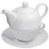 Zestaw czajnik 400 ml i filiżanka 200 ml - biały - (GM-88854-06)