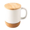 Kubek ceramiczny z bambusową przykrywką Giulia, biały (R85309.06)