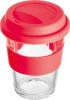 Szklany kubek z pokrywką 300 ml - czerwony - (GM-62572-05)