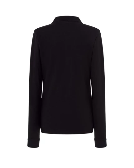 Koszulka polo damska z długim rękawem POPL 200 LS BK XL