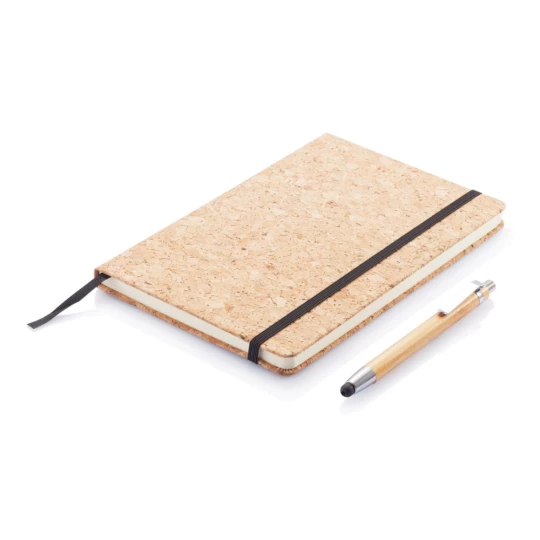Korkowy notatnik A5, długopis, touch pen (P773.779)