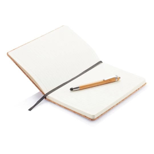 Korkowy notatnik A5, długopis, touch pen (P773.779)