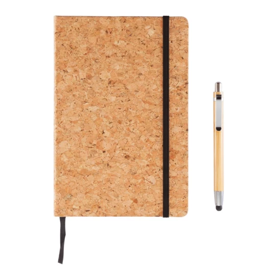 Korkowy notatnik A5, długopis, touch pen (P773.779)