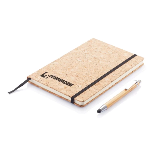 Korkowy notatnik A5, długopis, touch pen (P773.779)