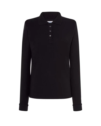 Koszulka polo damska z długim rękawem POPL 200 LS BK 3XL