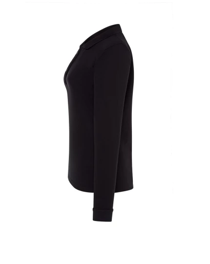 Koszulka polo damska z długim rękawem POPL 200 LS BK 3XL