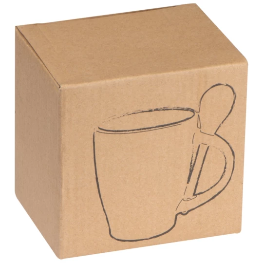 Kubek ceramiczny z łyżeczką 250 ml - żółty - (GM-85095-08)