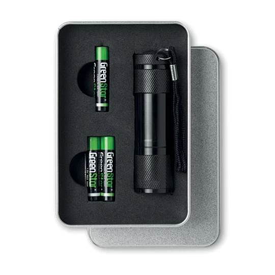 Metalowa latarka z 9 LED - LED PLUS (KC6860-03)