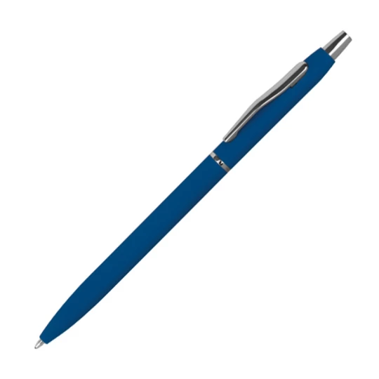 Długopis metalowy, gumowany - niebieski - (GM-10715-04)