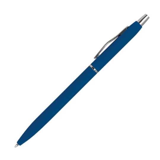 Długopis metalowy, gumowany - niebieski - (GM-10715-04)