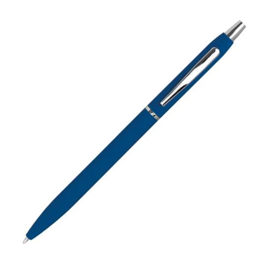 Długopis metalowy, gumowany - niebieski - (GM-10715-04)