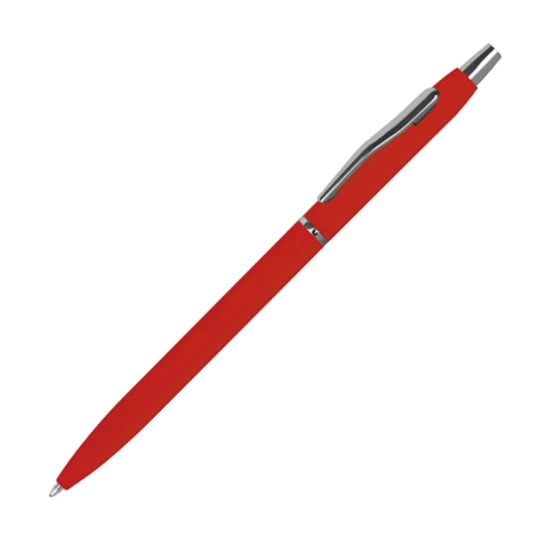 Długopis metalowy, gumowany - czerwony - (GM-10715-05)