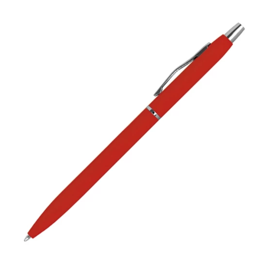 Długopis metalowy, gumowany - czerwony - (GM-10715-05)