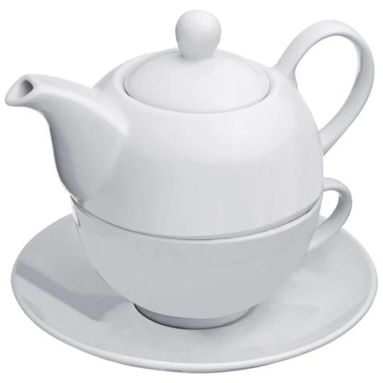Zestaw czajnik 400 ml i filiżanka 200 ml - biały - (GM-88854-06)