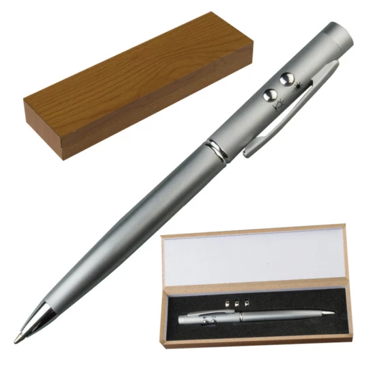 Wskaźnik laserowy z długopisem - szary - (GM-15318-07)