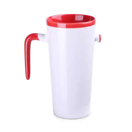 Kubek Idea 390ml biały/czerwony (M494)