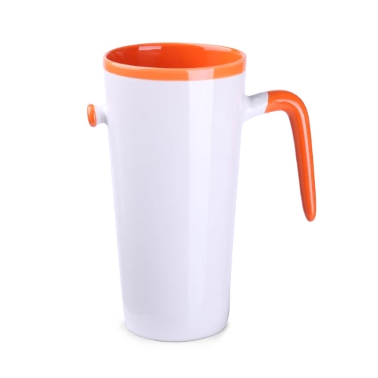 Kubek Idea 390ml biały/pomarańczowy (M494)