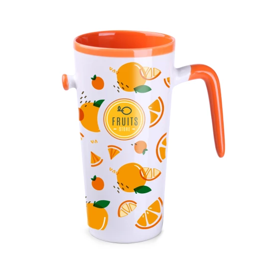 Kubek Idea 390ml biały/pomarańczowy (M494)