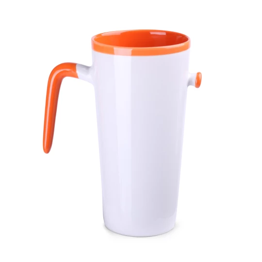Kubek Idea 390ml biały/pomarańczowy (M494)