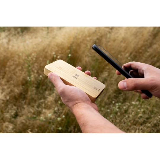 Bambusowy bezprzewodowy power bank 8000 mAh B'RIGHT, ładowarka bezprzewodowa 15W | Benson (V0053-17)