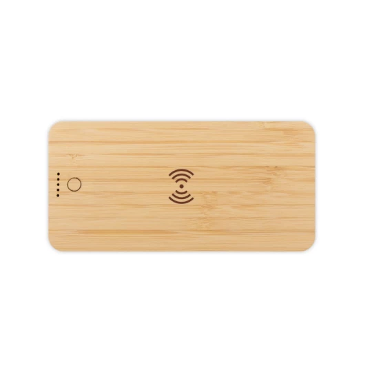 Bambusowy bezprzewodowy power bank 8000 mAh B'RIGHT, ładowarka bezprzewodowa 15W | Benson (V0053-17)